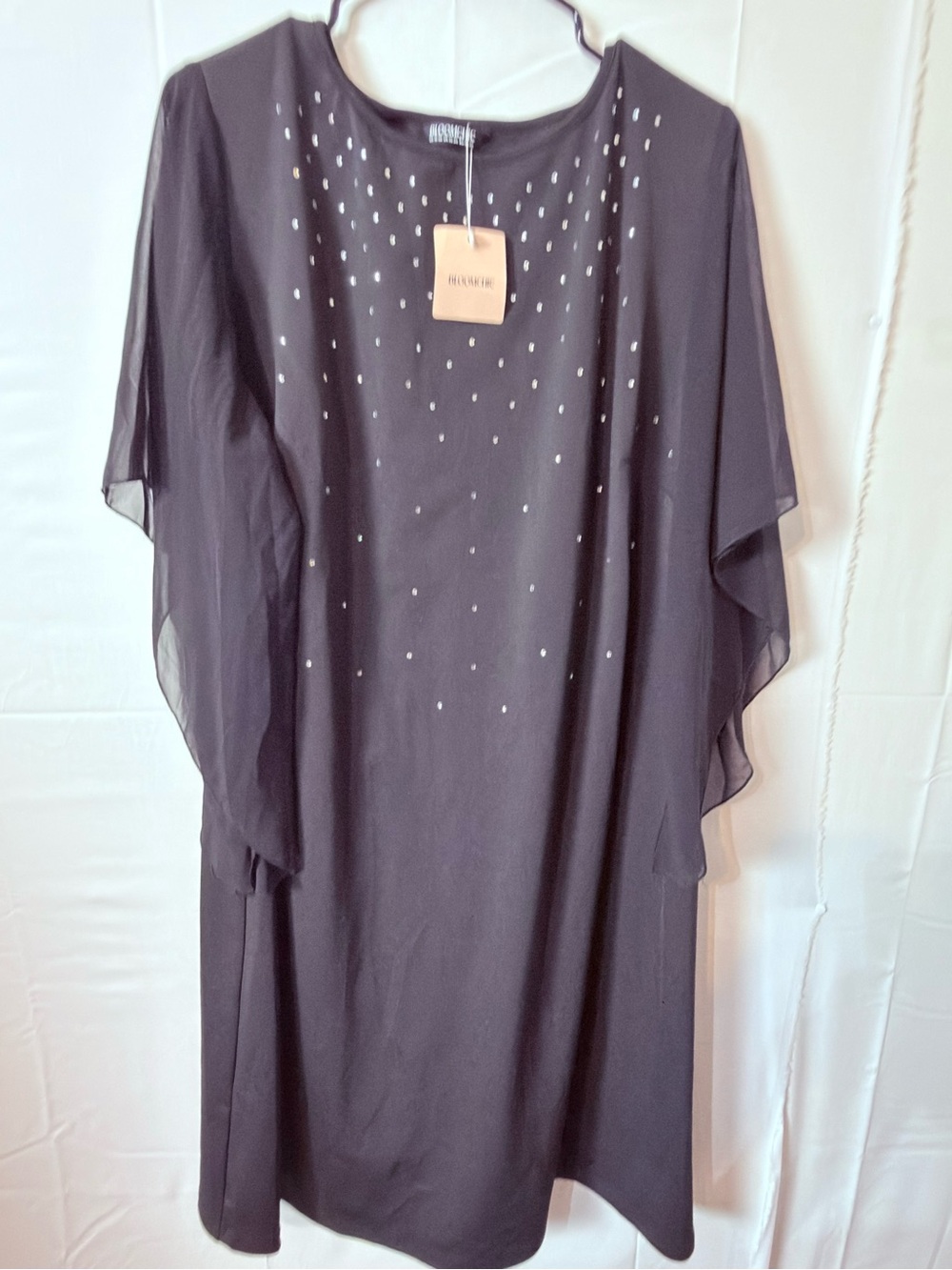 BloomChic Black Midi Dress with Silver Dot Accents